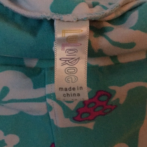 LuLaRoe TC2 Leggings. Teal with White Flowers XL - Picture 3 of 5